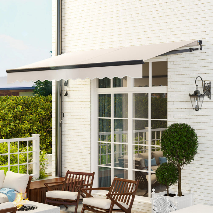 Outsunny 3.5 x 3(m) Electric Awning with Remote Controller, Aluminium Frame DIY Retractable Awning, UV30+ Sun Shade Canopy for Garden Patio Deck Door Window, Beige