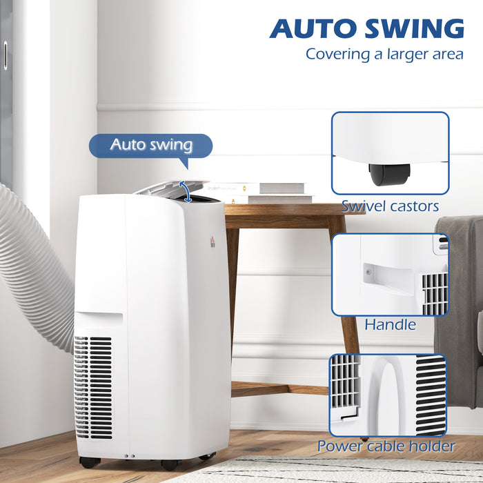 Portable 14,000 BTU Air Conditioner - Cools & Dehumidifies up to 40m², Sleep Mode, 24-Hour Timer - Easy Mobility with Wheels for Home & Office Use