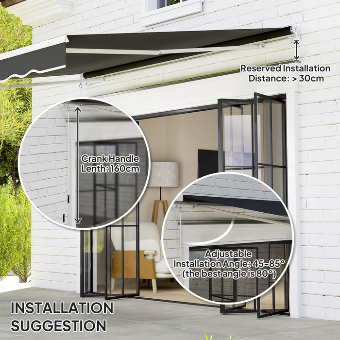 Outsunny Garden Retractable Awning - Black