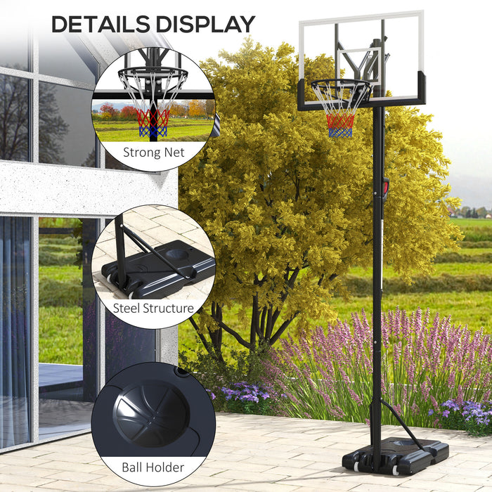 Height-Adjustable Basketball Hoop System - 6-Level, Freestanding with Wheels, 2.35M-3.05M Range - Perfect for Home Sports & Outdoor Recreation