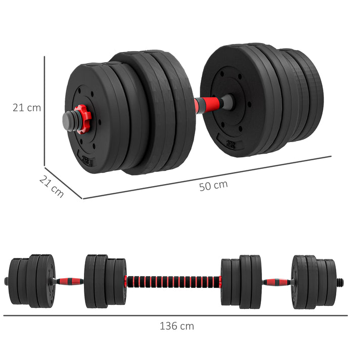 30kg 2-in-1 Adjustable Dumbbell Set - Convertible Hand Weight/Barbell for Strength Training - Ideal for Home Gym, Office Workouts, Full Body Fitness