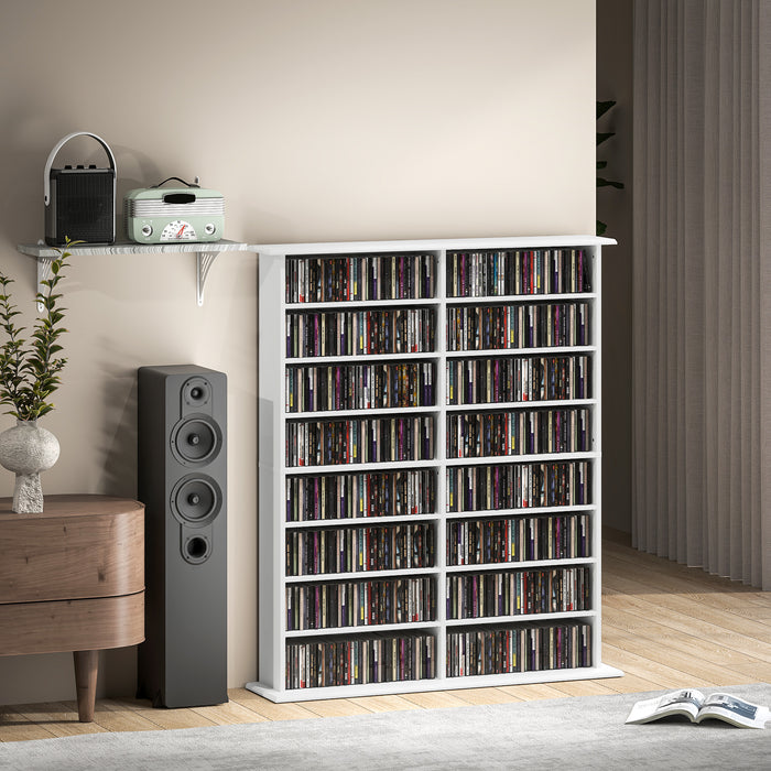 HOMCOM 16-Compartment Media Shelf- White