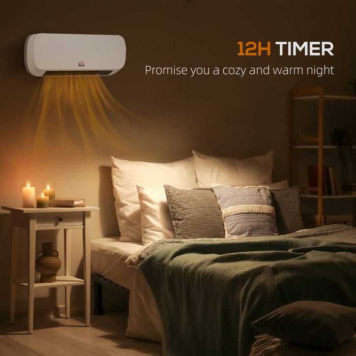 HOMCOM 2000W PTC On-Wall Heater, 10-49°C Temperature - White | Aosom UK