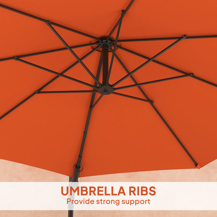 Outsunny 3(m) Wall-Mounted Parasol Shade, with Handle - Orange