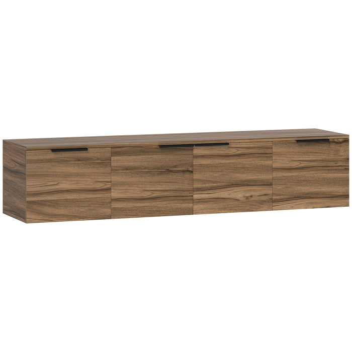 HOMCOM Floating TV Unit, 150 cm Wall Mounted TV Stand Cabinet with Shelves and Doors, Entertainment Media Console for Living Room, Bedroom, Rustic Brown