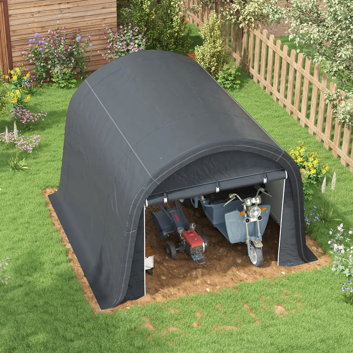 Outsunny 3 x 3(m) Garden Storage Tent, Heavy Duty Outdoor Shed with 2 Doors, Waterproof Portable Shed Storage Shelter with Galvanised Steel Frame for Bike, Motorcycle, Garden Tools, Grey