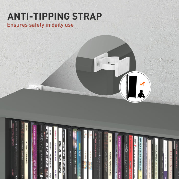 HOMCOM 360 CD/185 DVD/185 Blu-ray Storage Unit - Grey