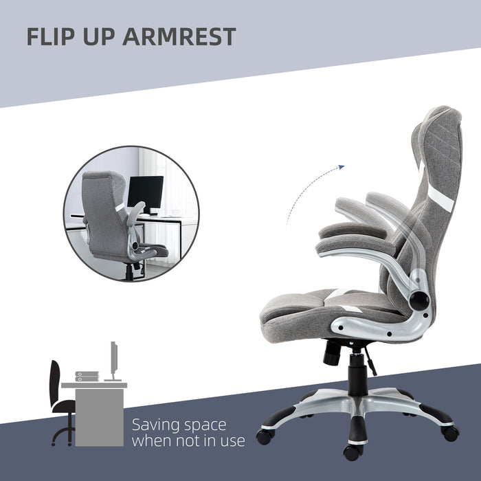 Linen-Style Ergonomic Chair with Height & Tension Adjustability - Sleek Grey Office Seating - Ideal for Comfortable and Productive Workstations