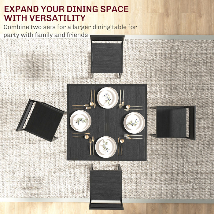 HOMCOM Dining Table and Chairs Set 2, Dining Room Sets, Rectangular Space Saving Table and 2 Chairs for Compact Kitchens, Steel Frame, Black