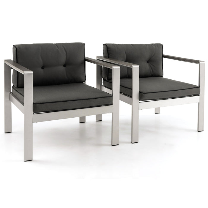 Patio Aluminum Armchair with Cushions Outdoor Sofa Chair Set of 2-