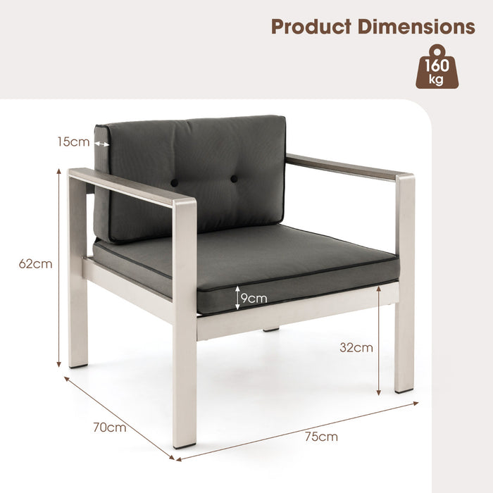 Patio Aluminum Armchair with Cushions Outdoor Sofa Chair Set of 2-