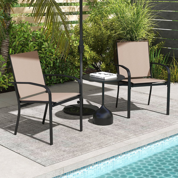 Patio Dining Chair Set of 2 with Breathable Backrest and Seat-Coffee