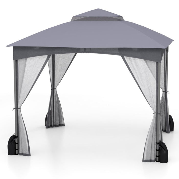 Patio Gazebo with Netting Walls and 4 Sandbags for Yard Garden Lawn-