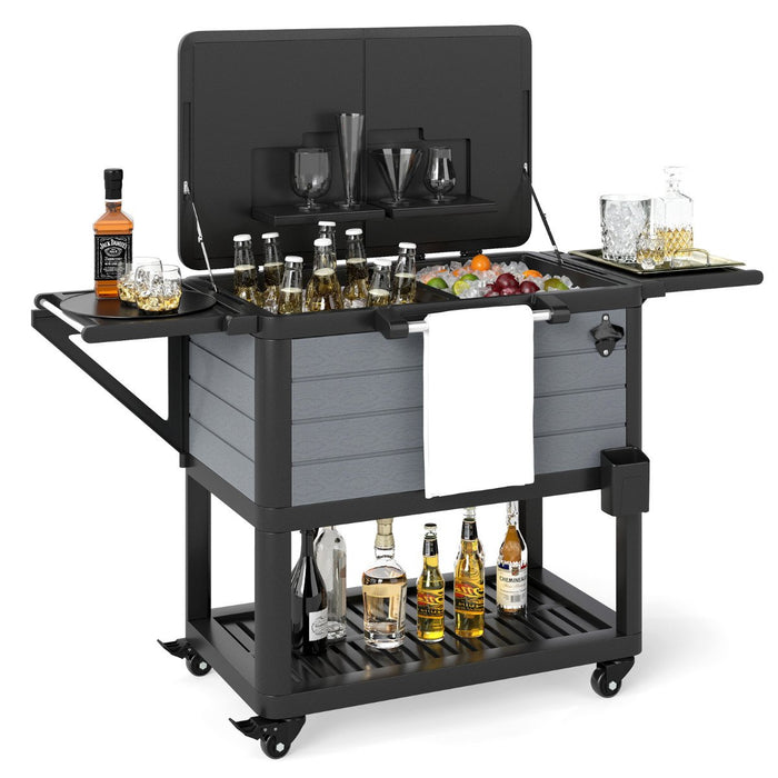 Patio Rolling Cooler Cart on Wheels for Yard Party Pool Deck