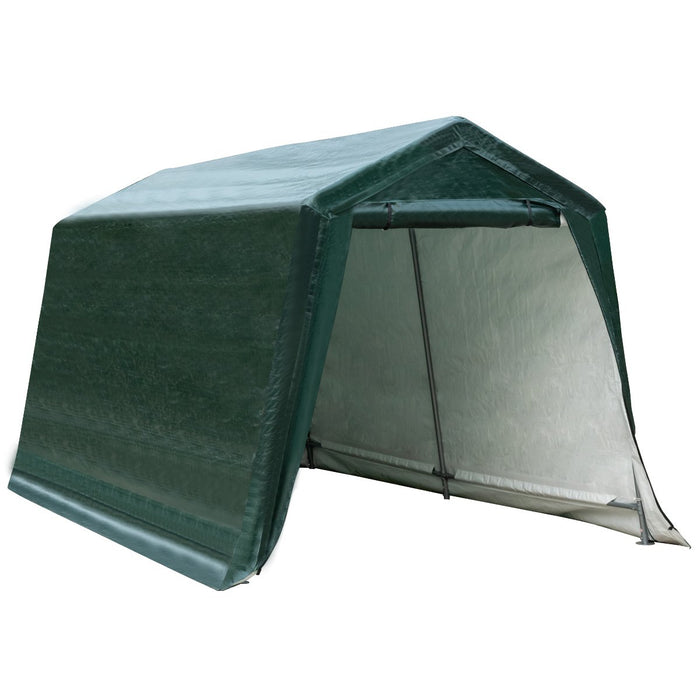 8 Feet x 14 Feet Patio Storage Shelter with All-Steel Metal Frame-Green