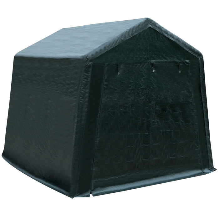 8 Feet x 14 Feet Patio Storage Shelter with All-Steel Metal Frame-Green
