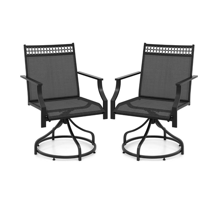 Patio Swivel Dining Chairs Set of 2 with Quick-Drying Fabric-Grey