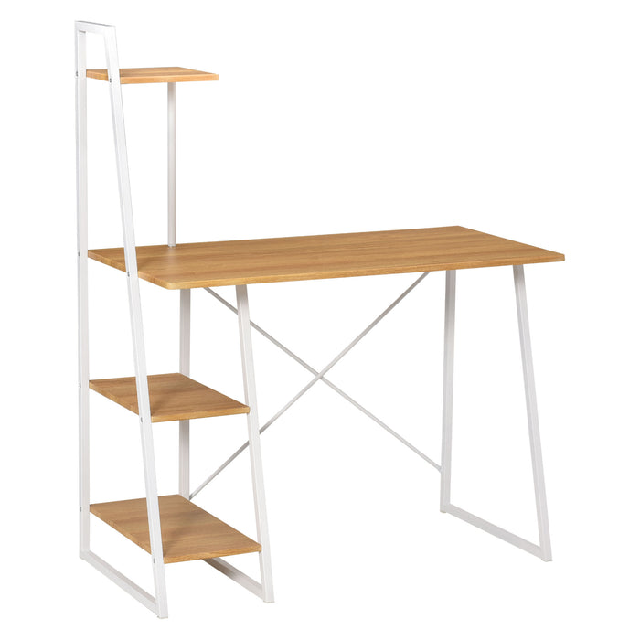 3 Level Computer Desk HOMCOM Home Office Computer Desk with 3-Tier Storage Shelves Study Wri ...