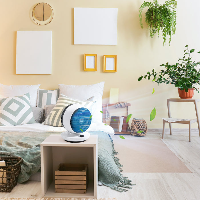 HOMCOM Room Air Circulator Desk Fan with 3 Speed, 70° Oscillating 90° Tilt, Tabletop Fan for Living Room, Bedroom, Office, White