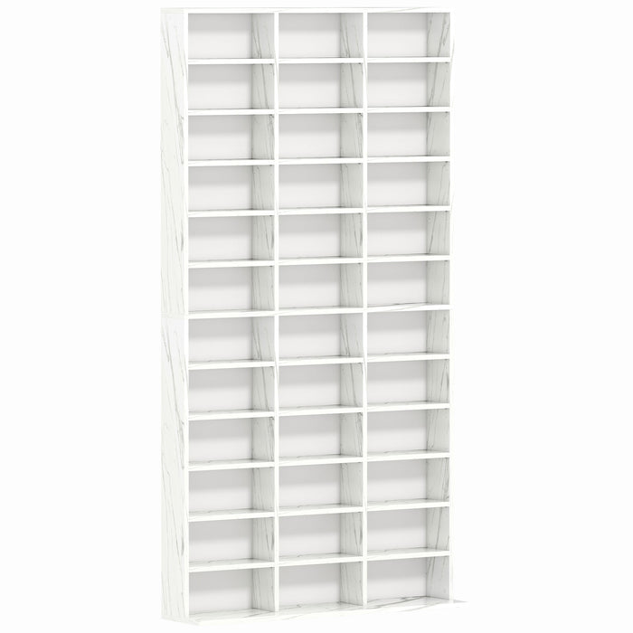 HOMCOM CD Storage Unit with Adjustable Shelves, 102 x 195 cm, Marble Effect
