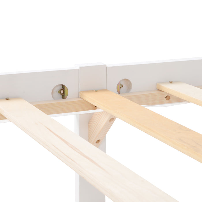 Pine Wooden Single Bed Frame with Sturdy Headboard and Footboard - 3ft, Durable Build, 190x90 cm in White Finish - Ideal for Small Bedrooms & Guest Rooms