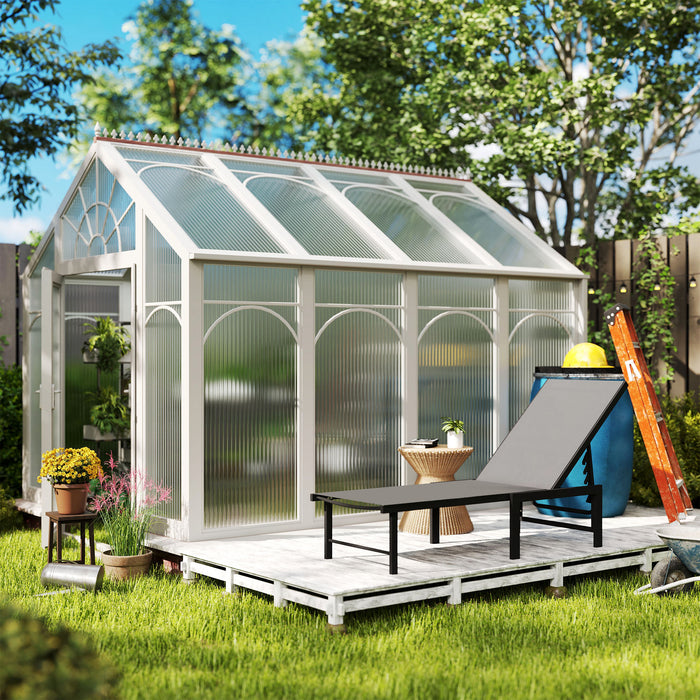 Outsunny Sun Lounger for Garden, 5-Level Adjustable Reclining Sun Lounger Chair, Flat Garden Lounger Sunbed with Texteline Seat, Steel Frame for Patio, Beach, Grey