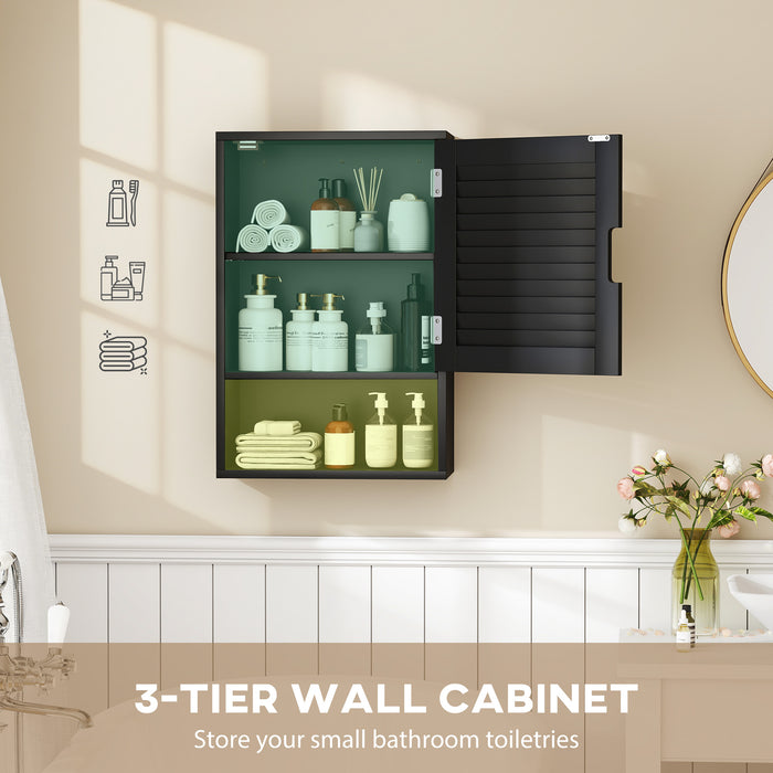 HOMCOM Bathroom Cabinet, Wall Mounted Storage Cabinet with Adjustable Shelves, 40 x 20 x 60 cm, Black