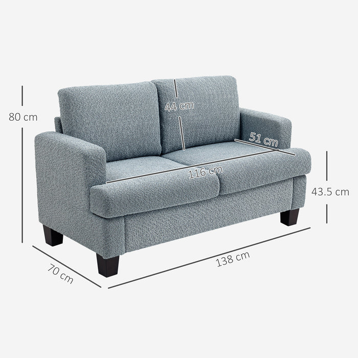 HOMCOM 2 Seater Sofa, 138 cm Loveseat Sofa with Removable Back Cushions, Chenille Fabric Small Couch Settee with S-springs for Living Room, Bedroom, Home Office, Light Grey