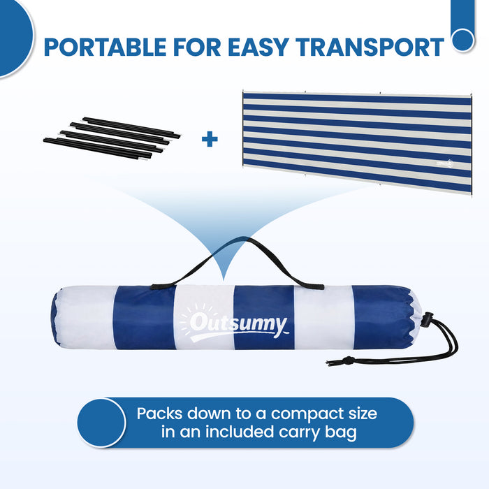 Outsunny 4 Pole Camping Windbreaks, Beach Wind Shield Shelter with Carry Bag and Steel Poles, 540cm x 150cm, Dark Blue