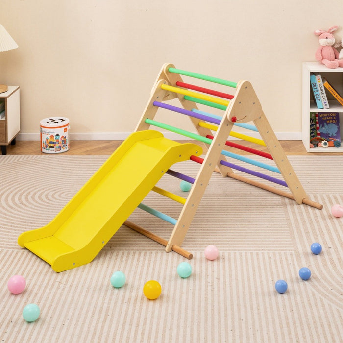 Pikler Triangle Set Foldable Triangle Climber with Slide-