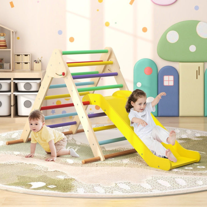 Pikler Triangle Set Foldable Triangle Climber with Slide-