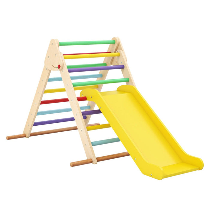 Pikler Triangle Set Foldable Triangle Climber with Slide-