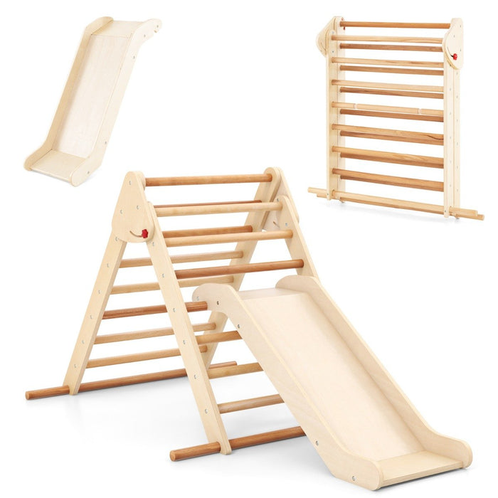 Pikler Triangle Set Foldable Triangle Climber with Slide-