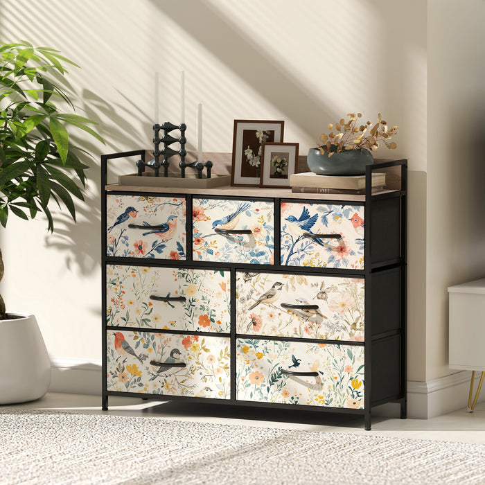 HOMCOM 7-Drawer Chest of Drawers - White
