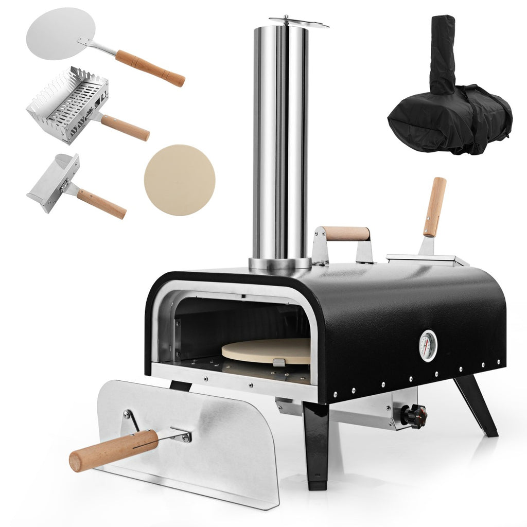 Stainless Steel 3-Layer Oven - Thermometer Equipped Pizza Oven with Carry Bag - Ideal for Portable Outdoor Cooking