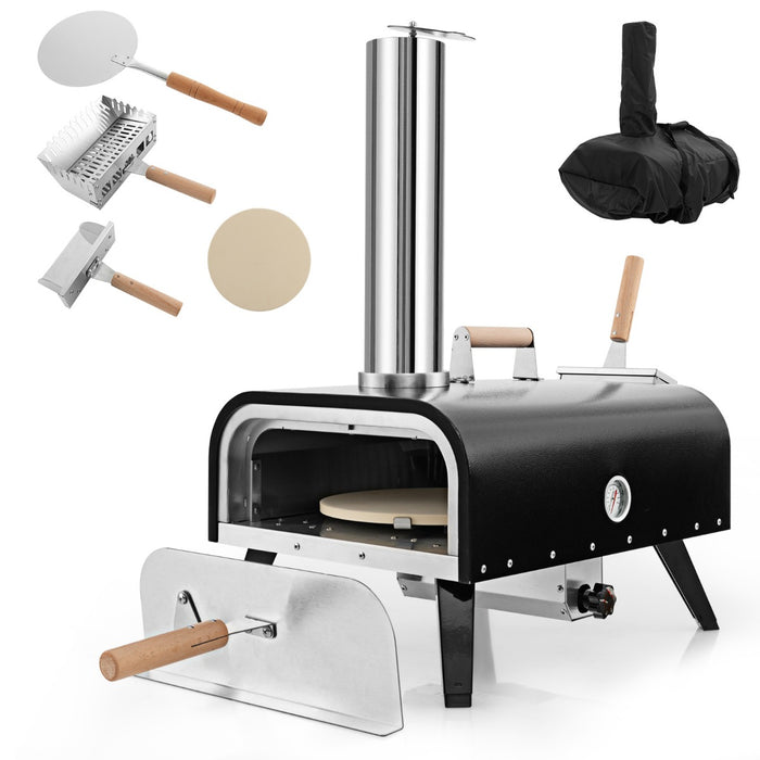 Stainless Steel 3-Layer Oven - Thermometer Equipped Pizza Oven with Carry Bag - Ideal for Portable Outdoor Cooking