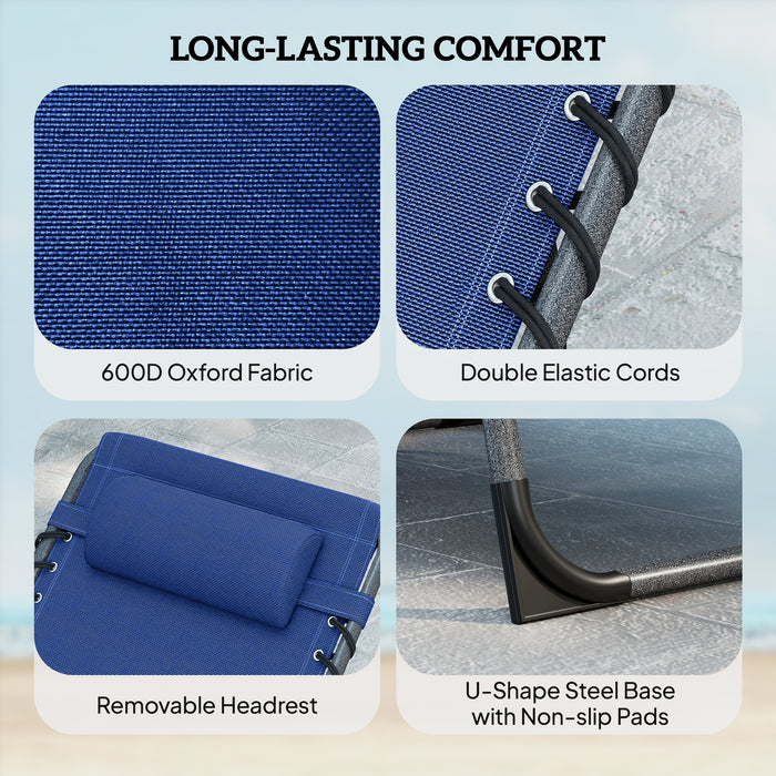 Outsunny Five-Position Reclining Sun Loungers Set of 2 - Dark Blue