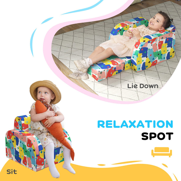 Foldable Snuggle Toddler Chair - Soft Sponge, Bedroom & Playroom Furniture for Kids - Designed for Ages 18 Months to 3 Years, Colorful Design