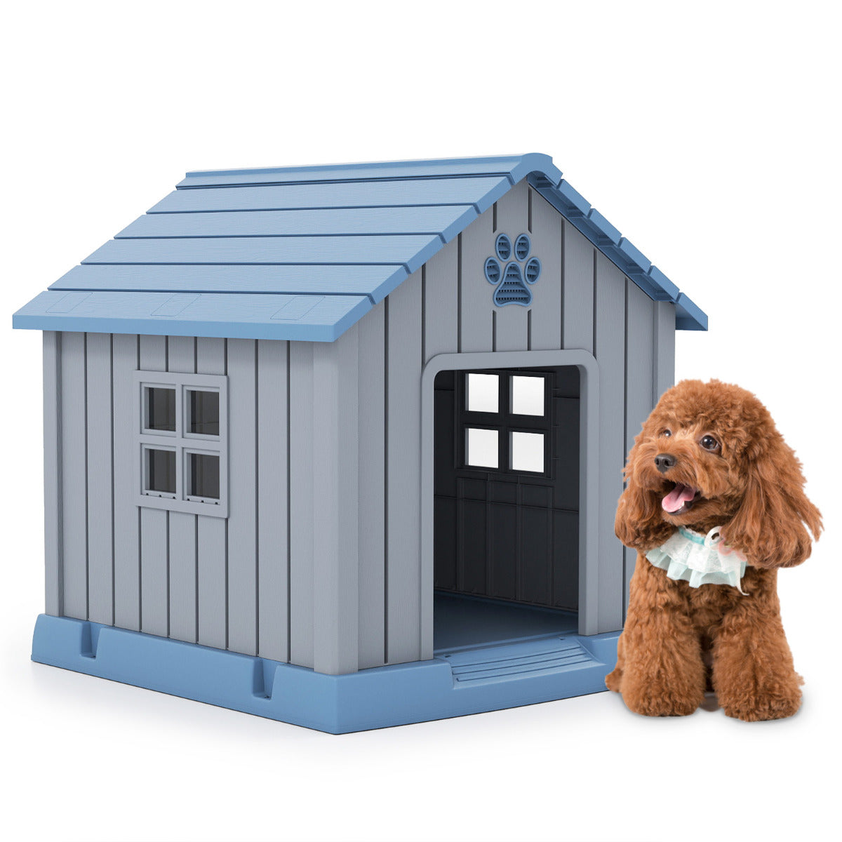 Plastic Dog House with Air Vents and Elevated Floor-