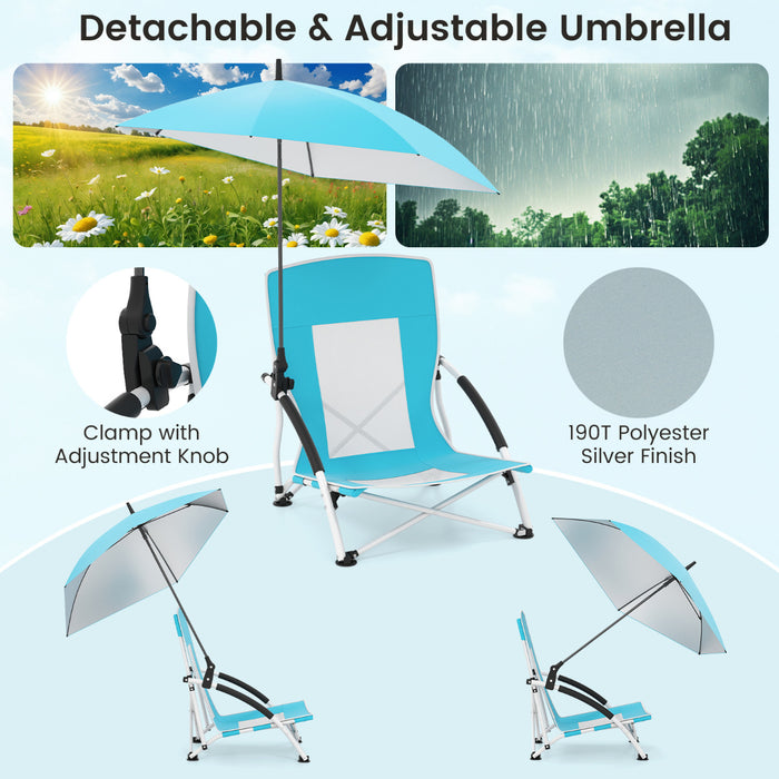 Portable Beach Umbrella Chair with Adjustable Parasol-