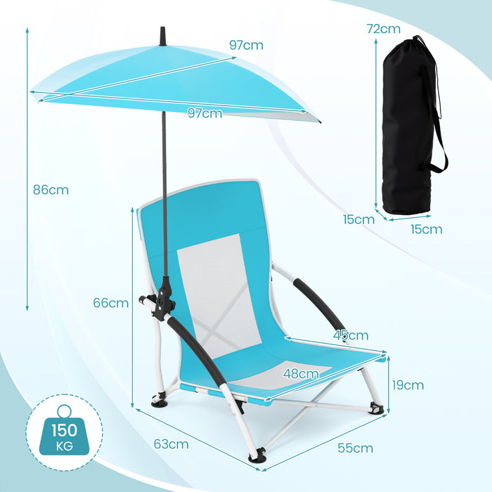 Portable Beach Umbrella Chair with Adjustable Parasol-