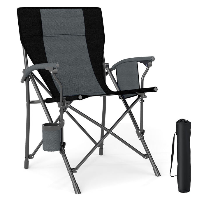 Portable Camping Chair Outdoor Folding Oxford Cloth Chair-Black-