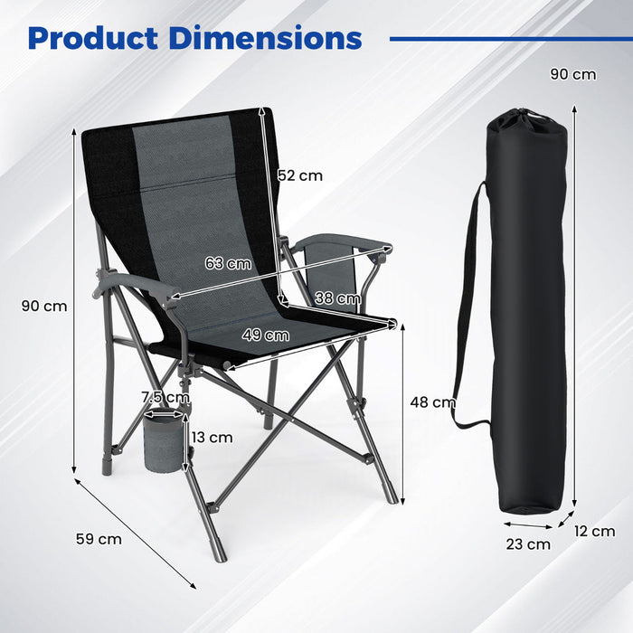 Portable Camping Chair Outdoor Folding Oxford Cloth Chair-Black-