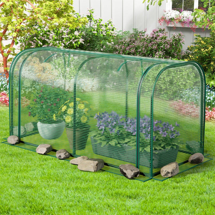 Portable Garden Patio Greenhouse with Roll-up Zipper Door and Waterproof Sun-Protective PE Cover-
