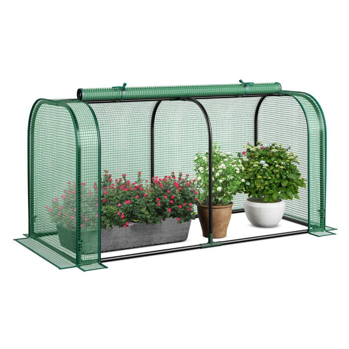 Portable Garden Patio Greenhouse with Roll-up Zipper Door and Waterproof Sun-Protective PE Cover-