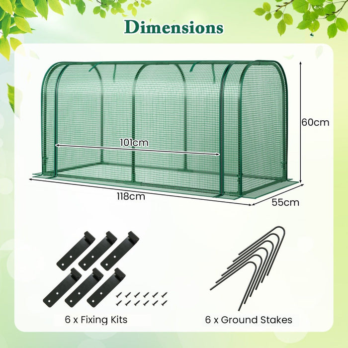 Portable Garden Patio Greenhouse with Roll-up Zipper Door and Waterproof Sun-Protective PE Cover-