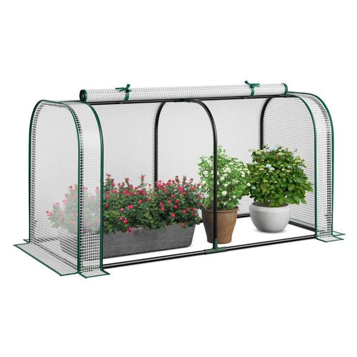 Portable Garden Patio Greenhouse with Roll-up Zipper Door and Waterproof Sun-Protective PE Cover-