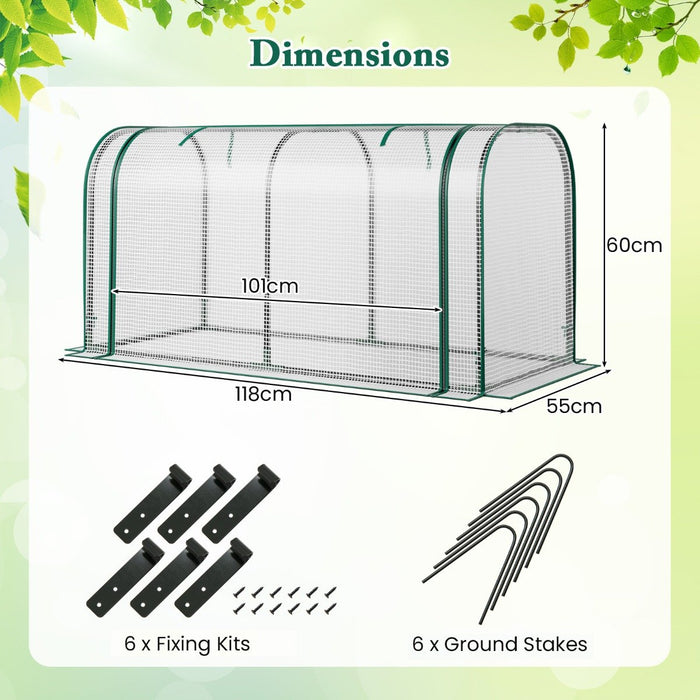 Portable Garden Patio Greenhouse with Roll-up Zipper Door and Waterproof Sun-Protective PE Cover-