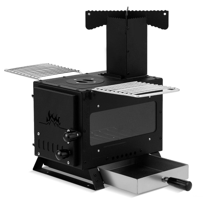 Portable Wood Burning Stove Mini Heater Burner with Pot Rack-