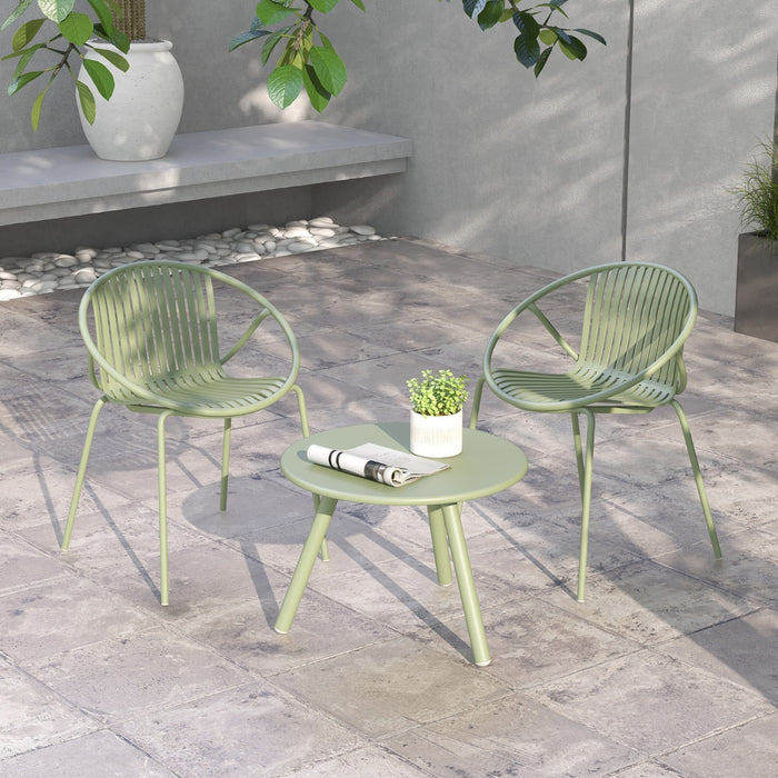 All Weather PP Patio Conversation 3 Pieces Bistro Set with Round Coffee table-